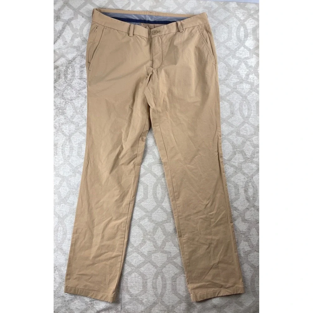 Vineyard Vines On-The-Go Pant Mens 35x32 Khaki Tan Performance Stretch Chino OTG